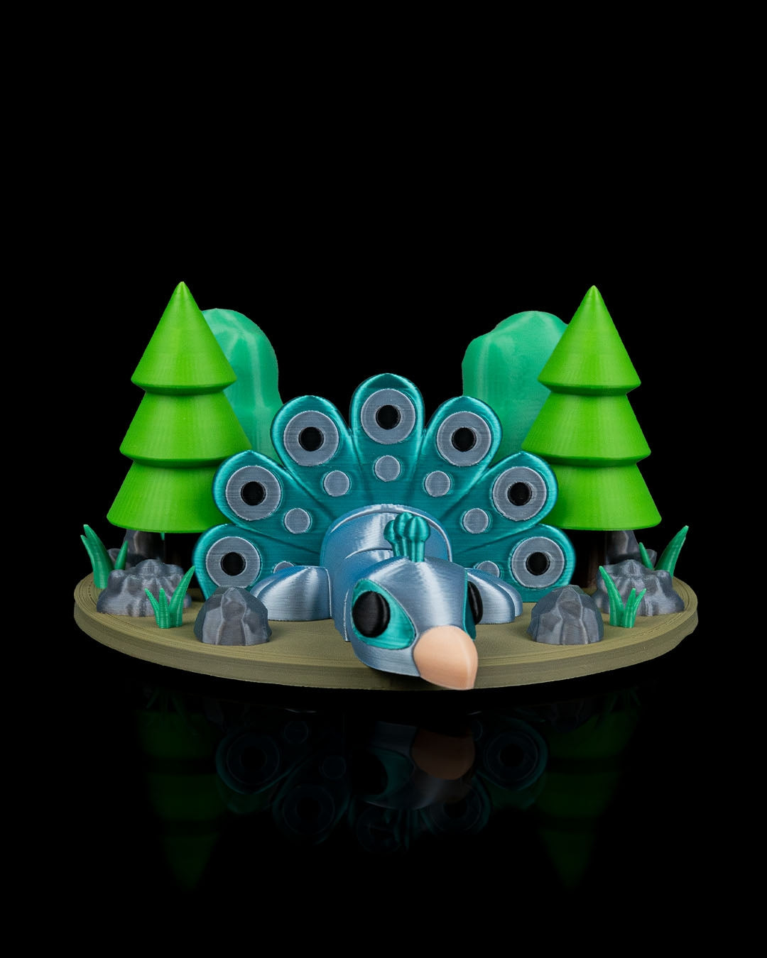 Peacock in Field Nest